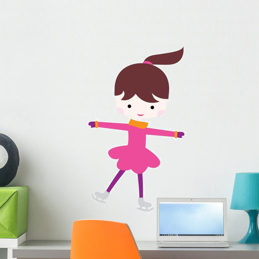 Cute Little Ice Skating Girl Wall Decal