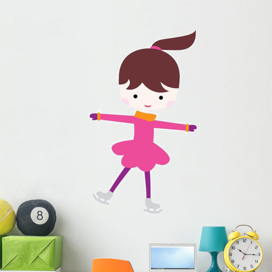 Cute Little Ice Skating Girl Wall Decal