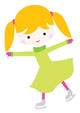 Cute Little Ice Skating Girl Wall Decal