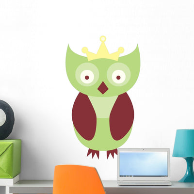 Cute Little Owl Wall Decal shown on a wall
