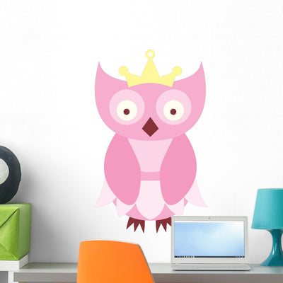 Cute Little Owl Wall Decal shown on a wall