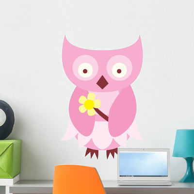 Cute Little Owl Wall Decal shown on a wall