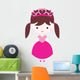 Pretty Brunette Princess with Wall Decal