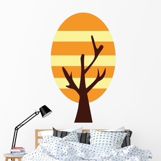 Abstract Orange Tree Wall Decal