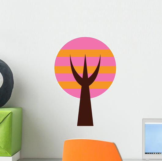 Pink Abstract Technicolor Tree Wall Decal