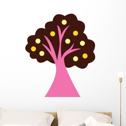Pink Abstract Technicolor Tree Wall Decal