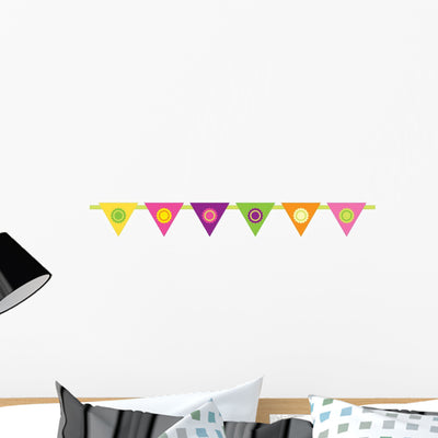 Colorful Sun Banner Wall Decal shown on a wall