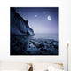 Rising Moon over Ocean Wall Decal Design 3