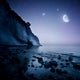 Rising Moon over Ocean Wall Decal Design 3