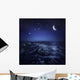 Rising Moon over Ocean Wall Decal Design 1
