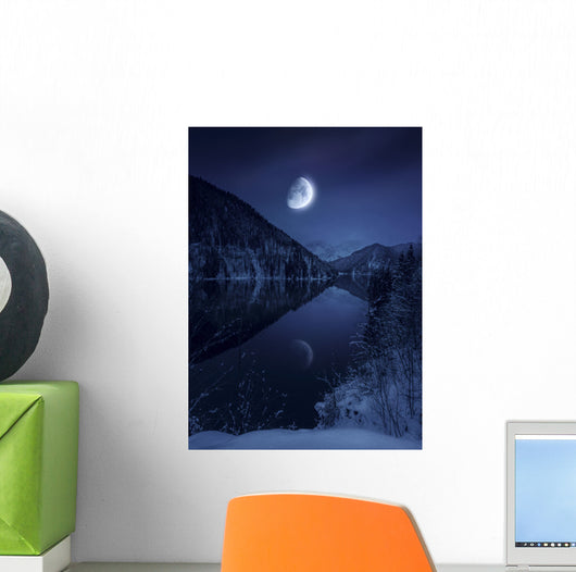 Moon Rising over Tranquil Wall Decal Design 3
