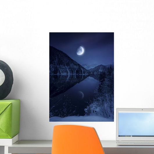 Moon Rising over Tranquil Wall Decal Design 3