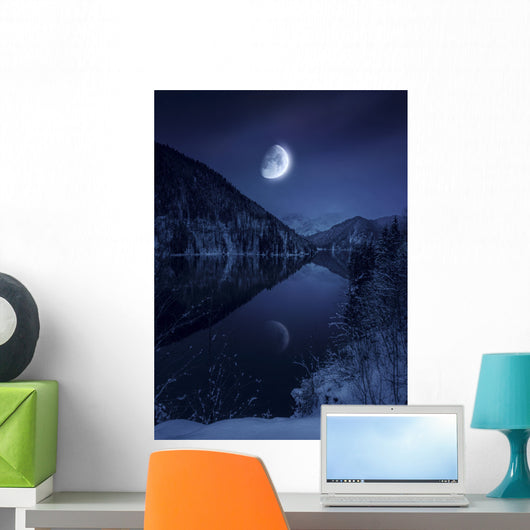 Moon Rising over Tranquil Wall Decal Design 3