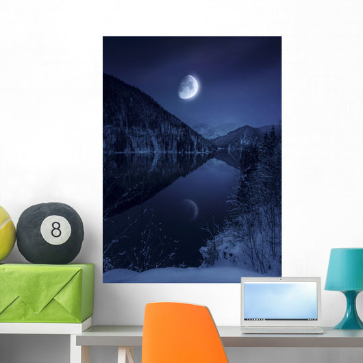 Moon Rising over Tranquil Wall Decal Design 3