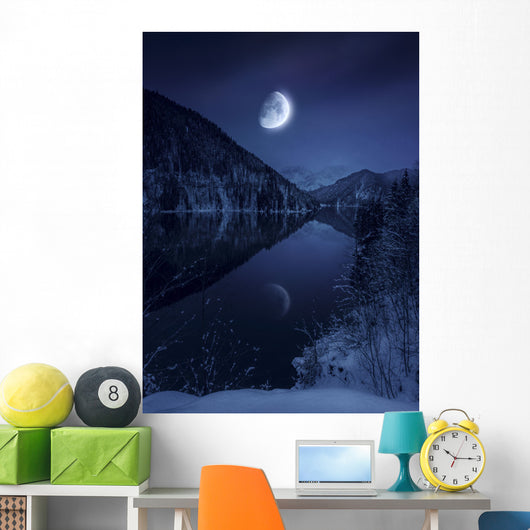 Moon Rising over Tranquil Wall Decal Design 3