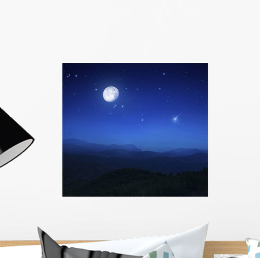 Mountain Range Misty Night Wall Decal