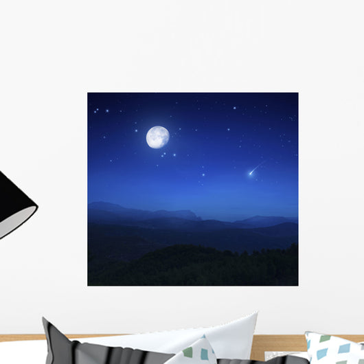 Mountain Range Misty Night Wall Decal