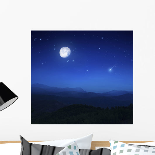 Mountain Range Misty Night Wall Decal