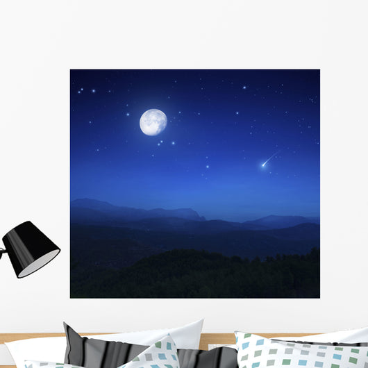 Mountain Range Misty Night Wall Decal
