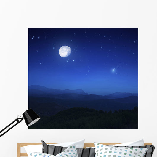 Mountain Range Misty Night Wall Decal