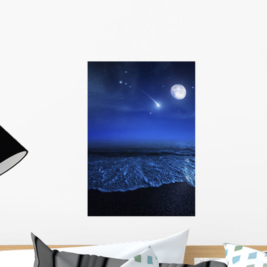 Tranquil Ocean Night against Wall Decal Design 2