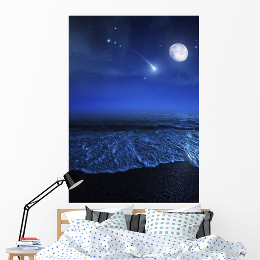 Tranquil Ocean Night against Wall Decal Design 2