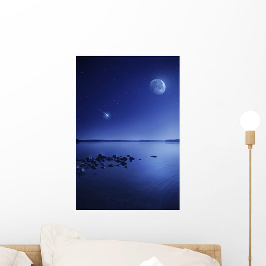 Tranquil Lake against Starry Wall Decal Design 3