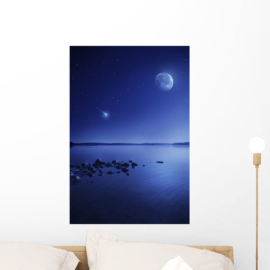 Tranquil Lake against Starry Wall Decal Design 3
