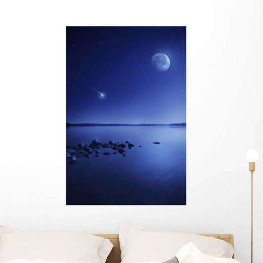Tranquil Lake against Starry Wall Decal Design 3