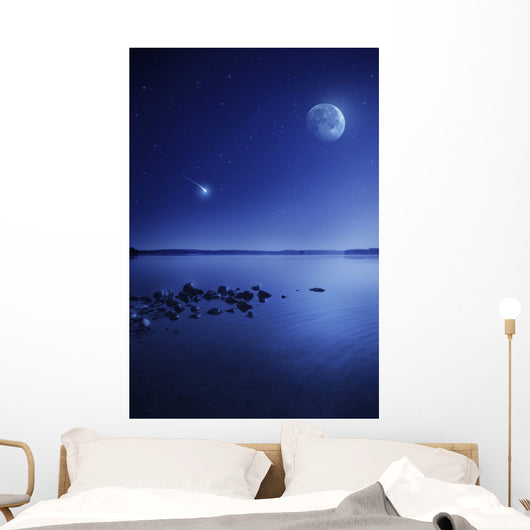 Tranquil Lake against Starry Wall Decal Design 3