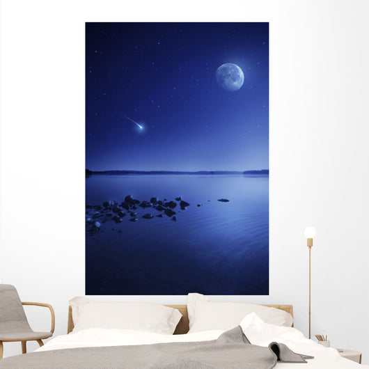 Tranquil Lake against Starry Wall Decal Design 3