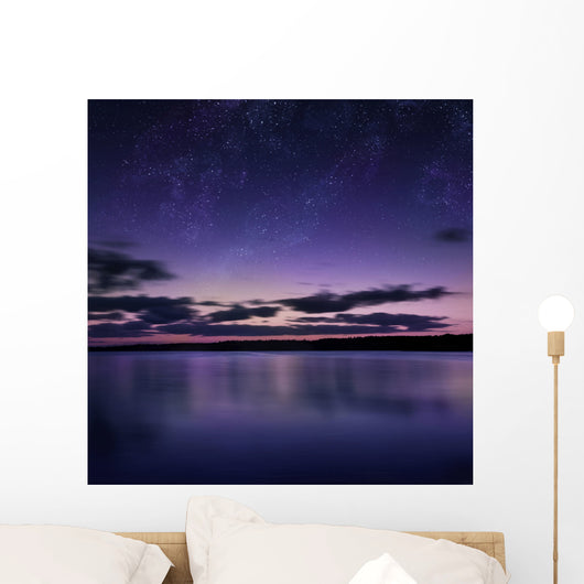 Tranquil Lake against Starry Wall Decal Design 2