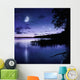 Tranquil Lake against Starry Wall Decal Design 1