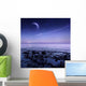 Moon Rising over Rocky Wall Decal