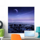 Moon Rising over Rocky Wall Decal