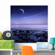 Moon Rising over Rocky Wall Decal