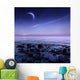 Moon Rising over Rocky Wall Decal