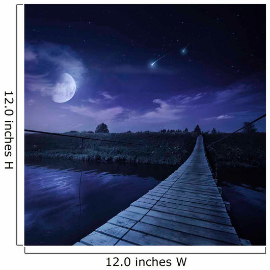 Bridge across River Night Wall Decal