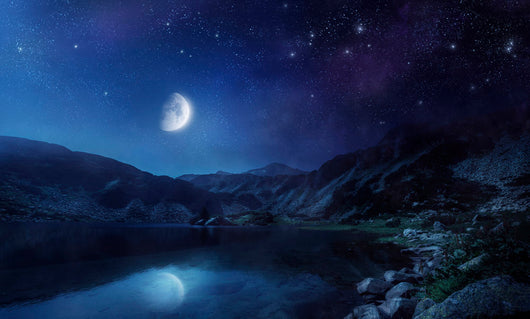 Lake and Mountains Night Wall Decal