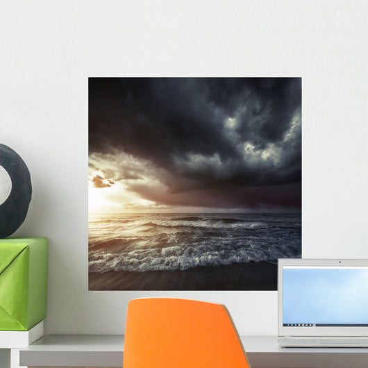 Bright Sunset against Wavy Wall Decal