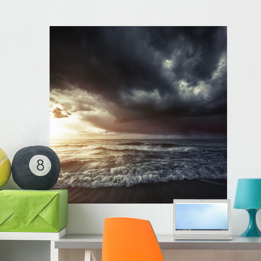 Bright Sunset against Wavy Wall Decal