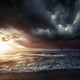 Bright Sunset against Wavy Wall Decal