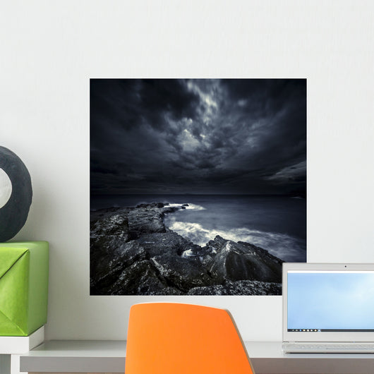 Black Rocks Protruding through Wall Decal Design 2