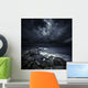 Black Rocks Protruding through Wall Decal Design 2