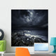 Black Rocks Protruding through Wall Decal Design 2