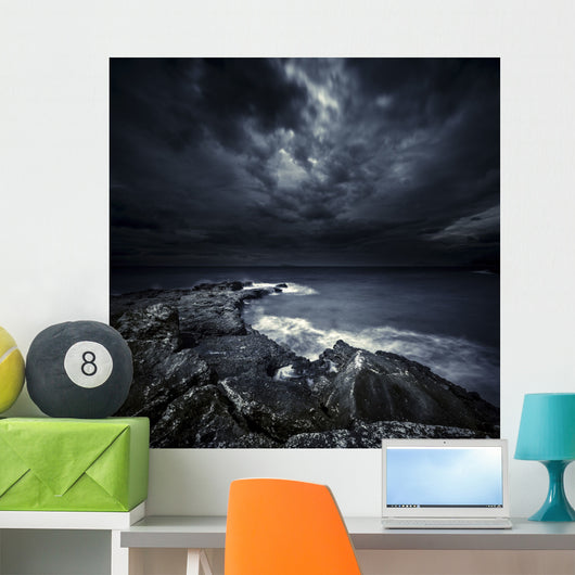 Black Rocks Protruding through Wall Decal Design 2
