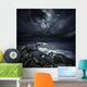 Black Rocks Protruding through Wall Decal Design 2