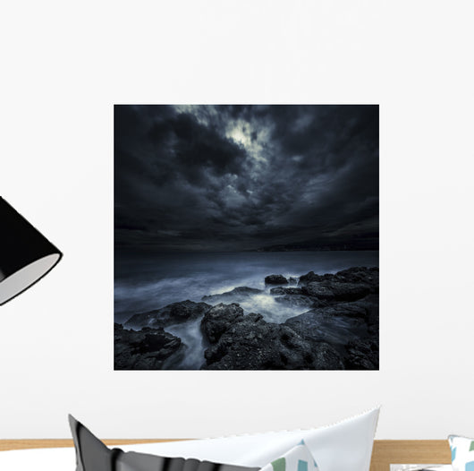 Black Rocks Protruding through Wall Decal Design 1