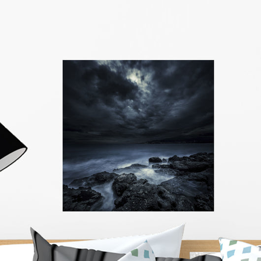 Black Rocks Protruding through Wall Decal Design 1