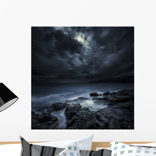 Black Rocks Protruding through Wall Decal Design 1